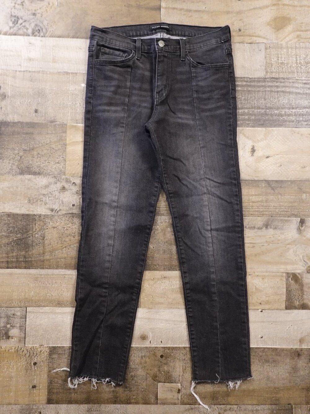 Flying Monkey Skinny Jeans Women’s 29‎ Black Wash Raw Hem Stretch Denim